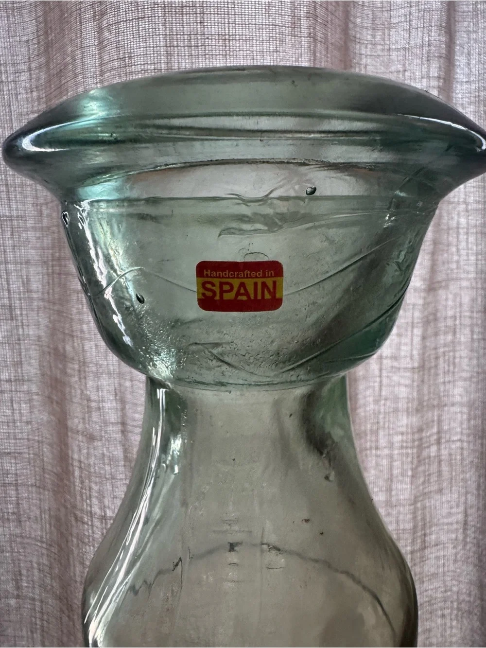 Tall Green Ombre Glass Candle Holder made in Spain 30”